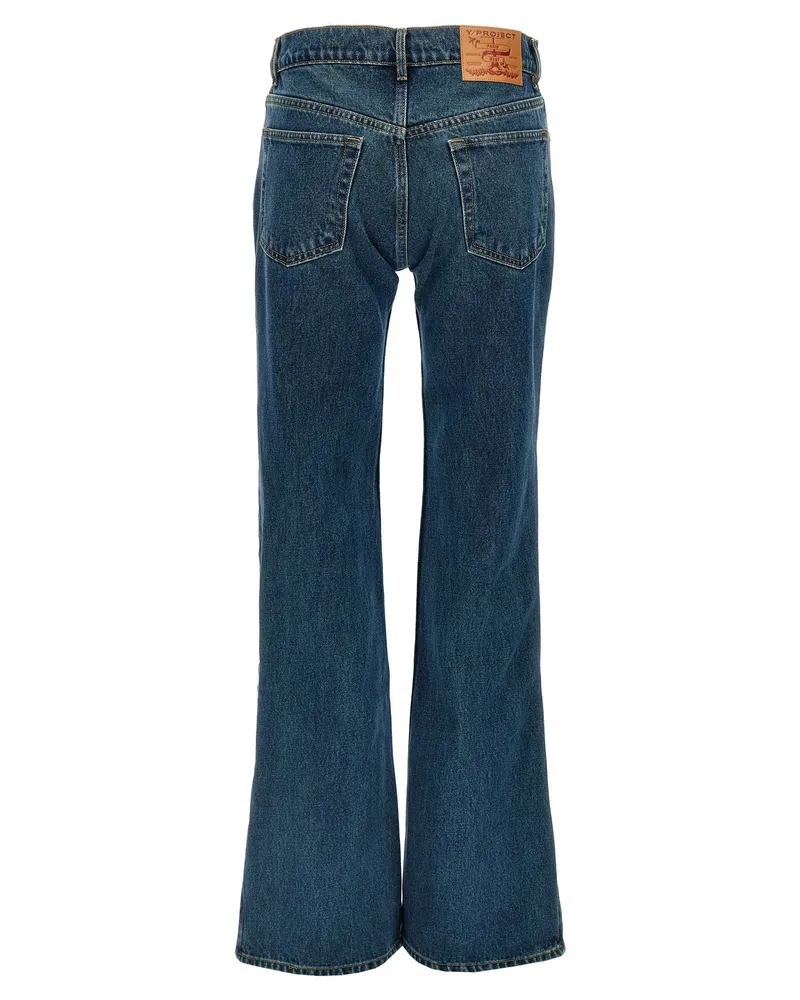 Y/PROJECT Women's Blue Cotton Flared Jeans Clothing Blue