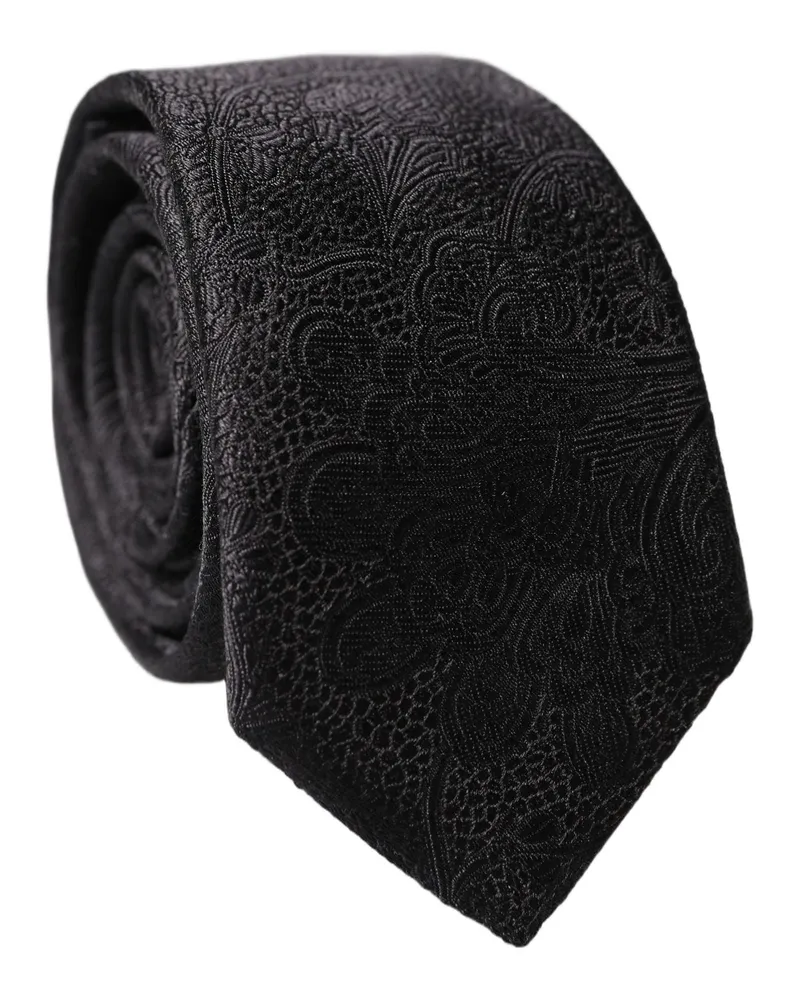 Dolce & Gabbana Black Solid Silk Adjustable Men Tied Necktie Tie Black