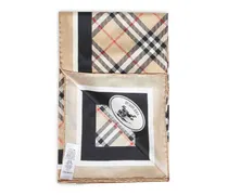 Multicolour Check Silk Twill Scarf — Beige