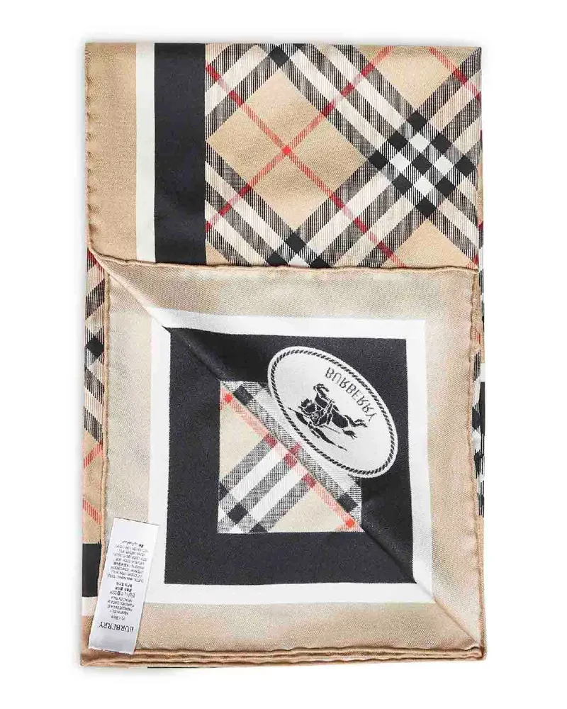 Burberry Multicolour Check Silk Twill Scarf — Beige Beige