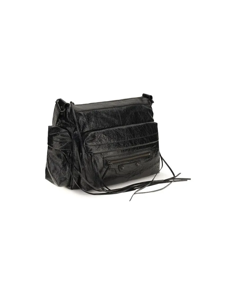 Balenciaga Men's Black Lamb Ovis Aries Shoulder Bag Black