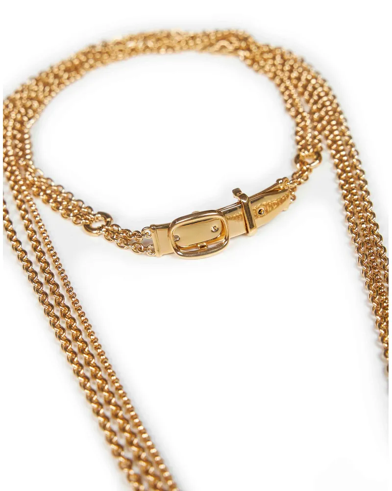 Chloé Scarf-Style Multi-Chain Brass Necklace — Gold Gold