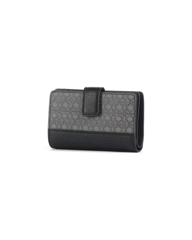 Coccinelle Metallic Coated Monogram Wallet — Black Black
