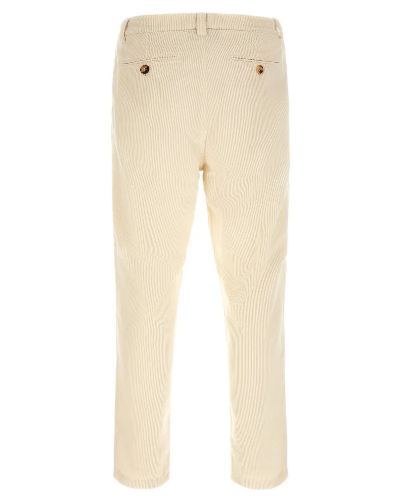 Brunello Cucinelli Cotton Corduroy Trousers — Cream Cream