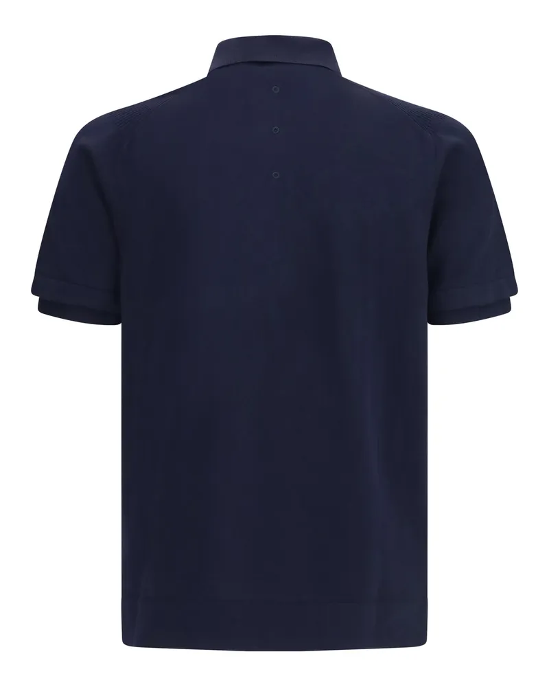 Premiata Cotton Ribbed-Collar Polo Shirt — Navy Navy