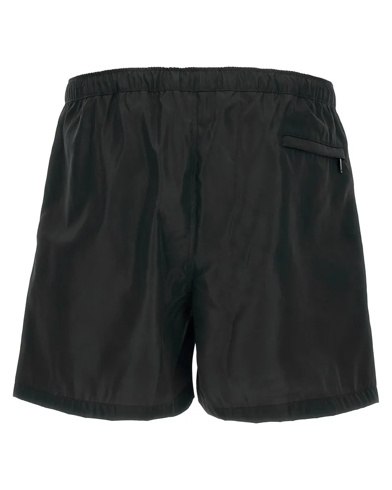 Valentino Garavani Nylon Patch-Detail Swim Shorts — Black Black