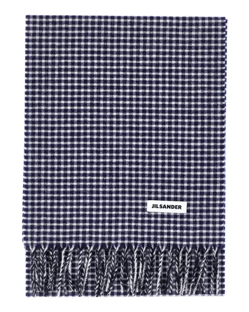 Jil Sander Women's Scarfs Blue Virgin Wool Navy