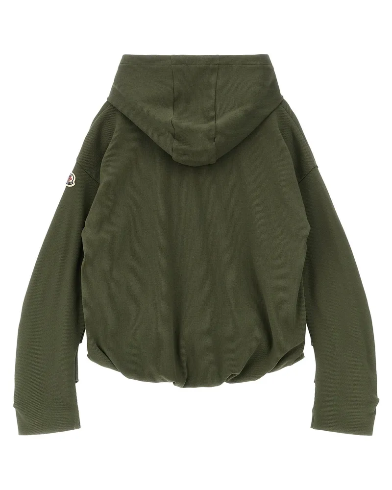 Moncler Ribbed Cotton Hoodie — Olive Olive