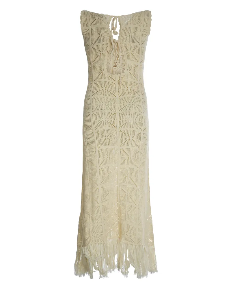 Rodebjer Lace-Up Cotton Knit Dress — Beige Beige
