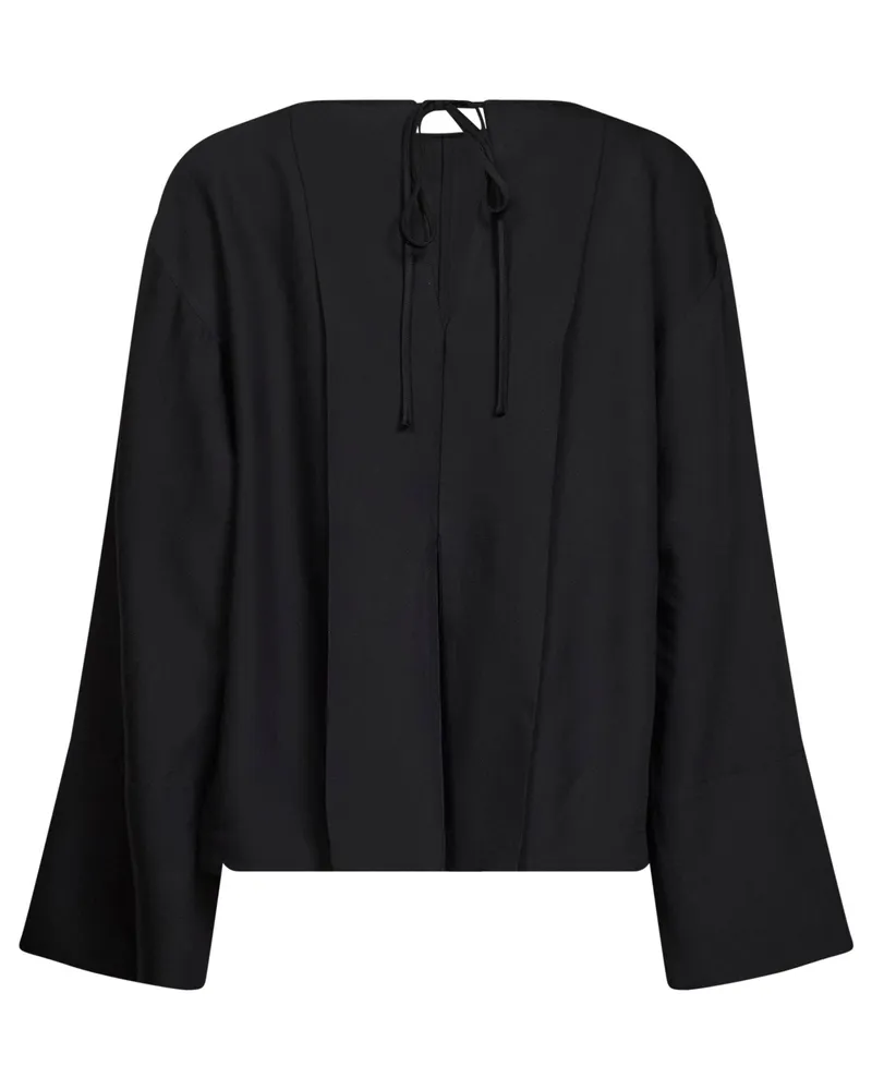 Studio Nicholson Women's Top Eorsa Open-Back Black Twill Viscose Tops Black