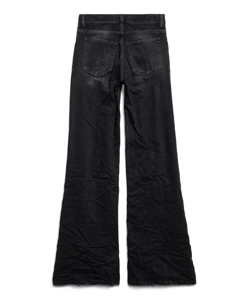 Balenciaga Wide Leg Cotton Trousers — Black Black