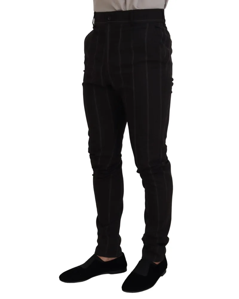 Dolce & Gabbana Black Wool Chino Formal Men Pants Black
