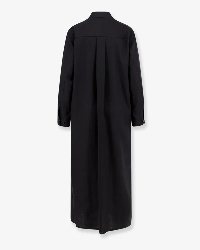 Hevò Women's Chemisier Dress Black Linen Black