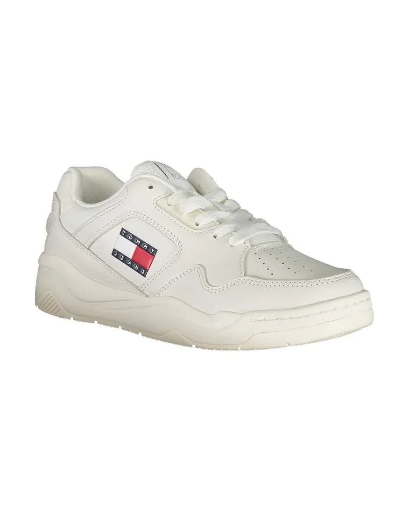 Tommy Hilfiger Logo-Embellished Leather & Polyurethane Sneaker — White White
