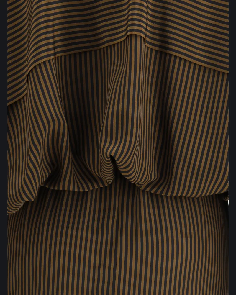 Petar Petrov Women's Dress Serenade Silk Brown-Black Stripe Brown/black Brown