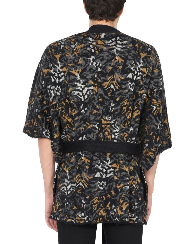 Saint Laurent Jacquard Knit Kimono Sweater — Multicolor Multicolor