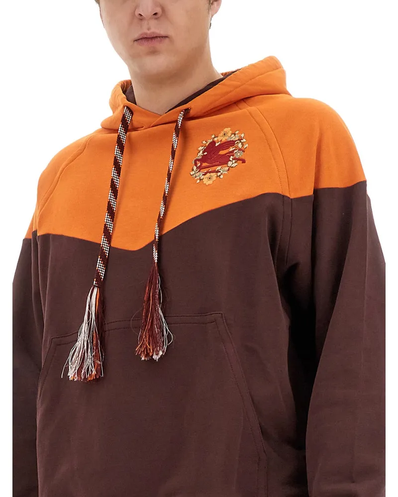 Etro Logo-Embroidered Cotton Sweatshirt — Orange Orange