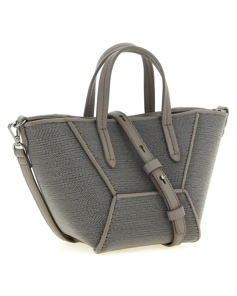 Brunello Cucinelli Monili-Embroidered Top Handle Bag — Gray Gray
