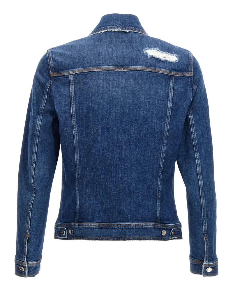 Dolce & Gabbana Distressed Stretch Denim Denim Jacket — Blue Blue