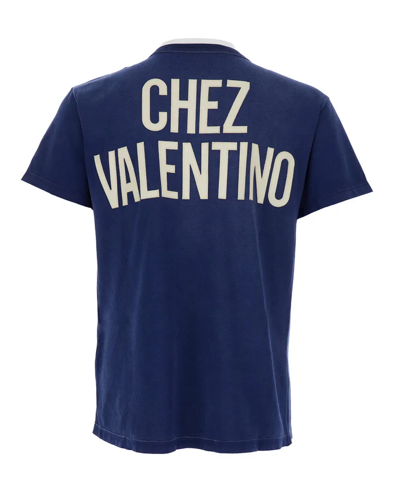 Valentino Garavani Logo-Print Crewneck T-Shirt — Navy Navy