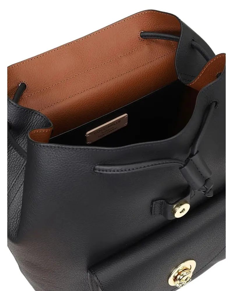 Coccinelle Women's Backpack Black-Cognac Bovine Leather Bags - Backpacks Black/cognac Black