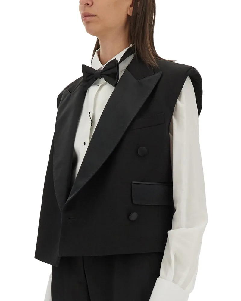 Dolce & Gabbana Double-Breasted Sleeveless Blazer — Black Black
