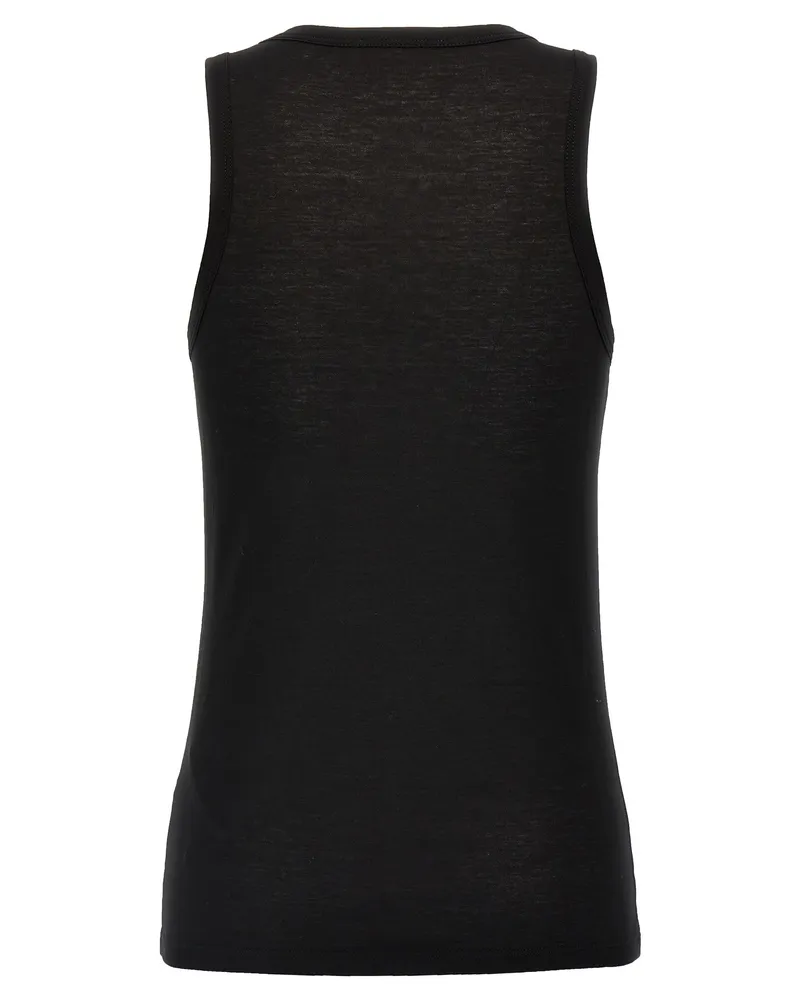 Jil Sander Women's Black Cotton Sleeveles T-Shirt Black