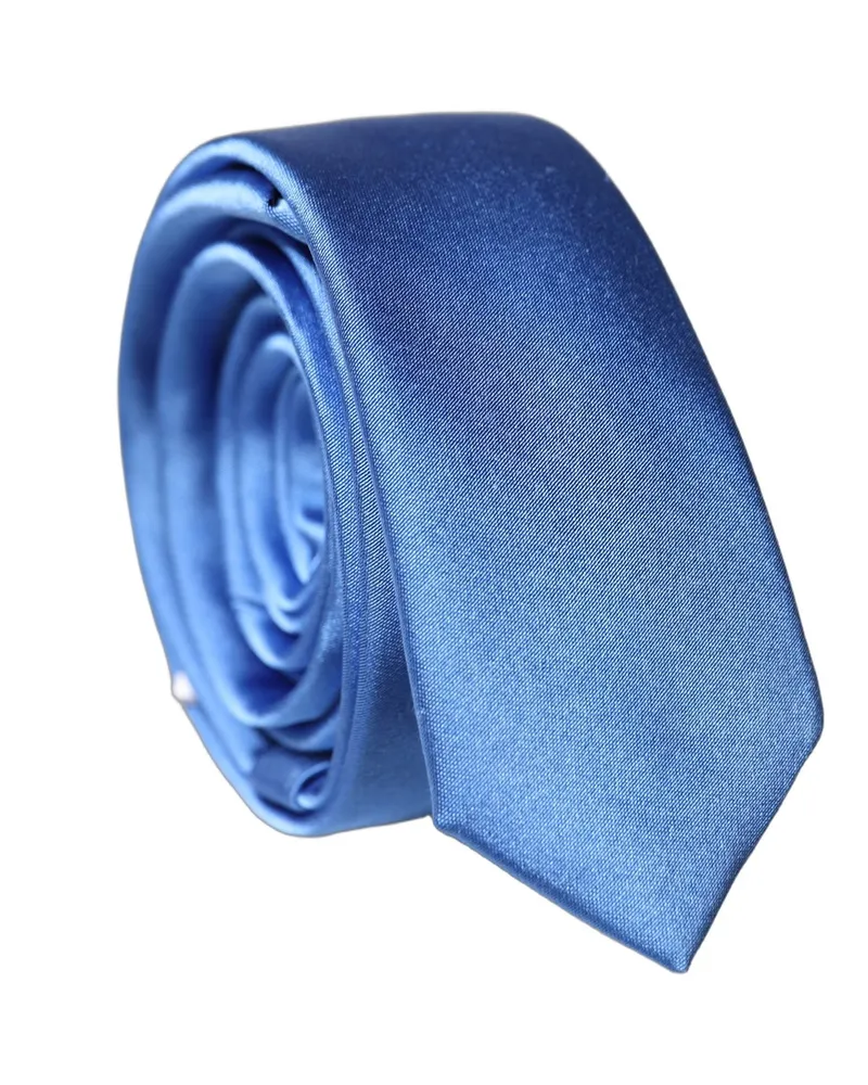 Dolce & Gabbana Blue Satin Silk Adjustable Men Tied Necktie Tie Blue