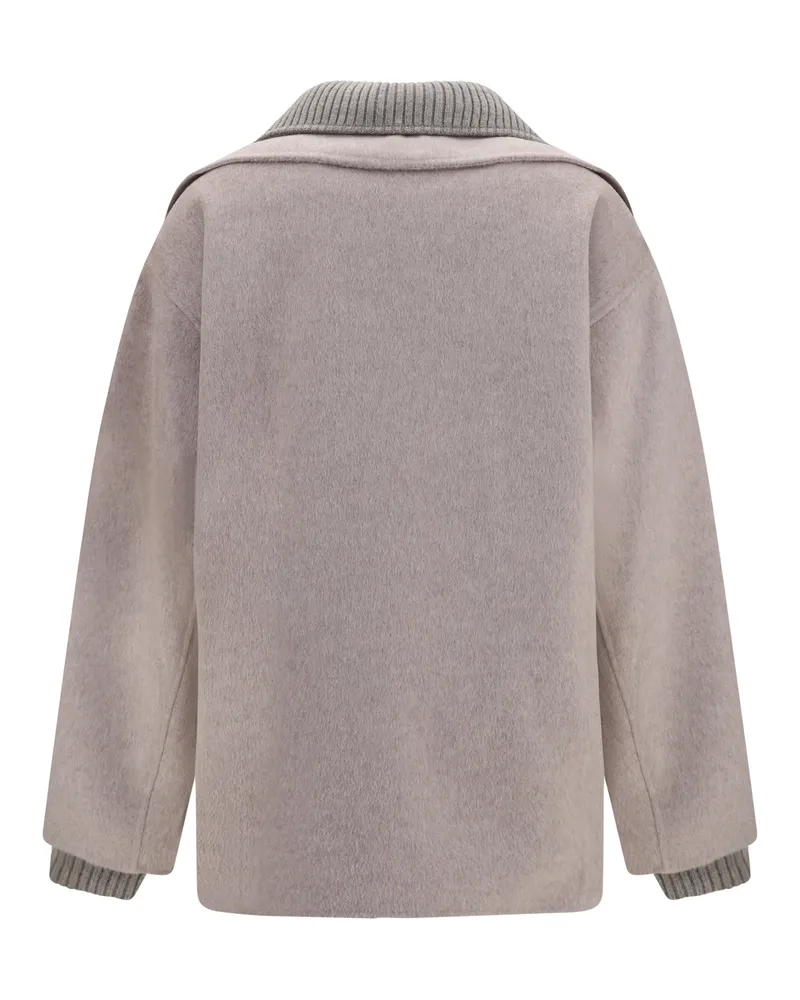 P.A.R.O.S.H. Women's Jacket Double Wool Quilted Taupe Gray