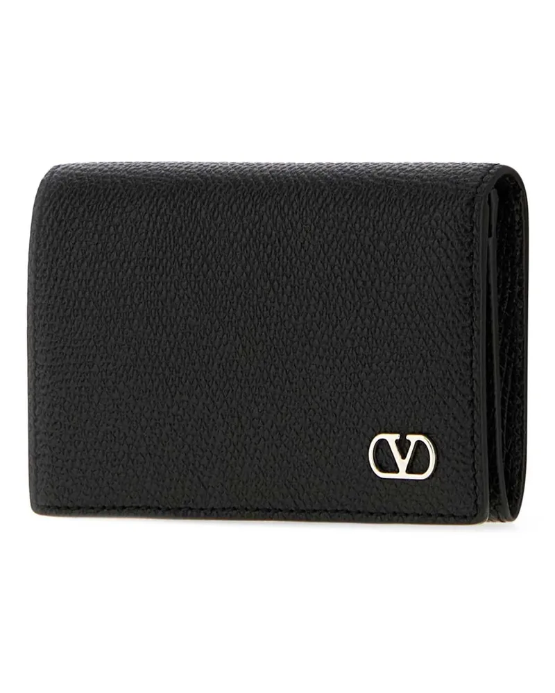 Valentino Garavani Men's Holder Card Case Black Leather Wallet Black