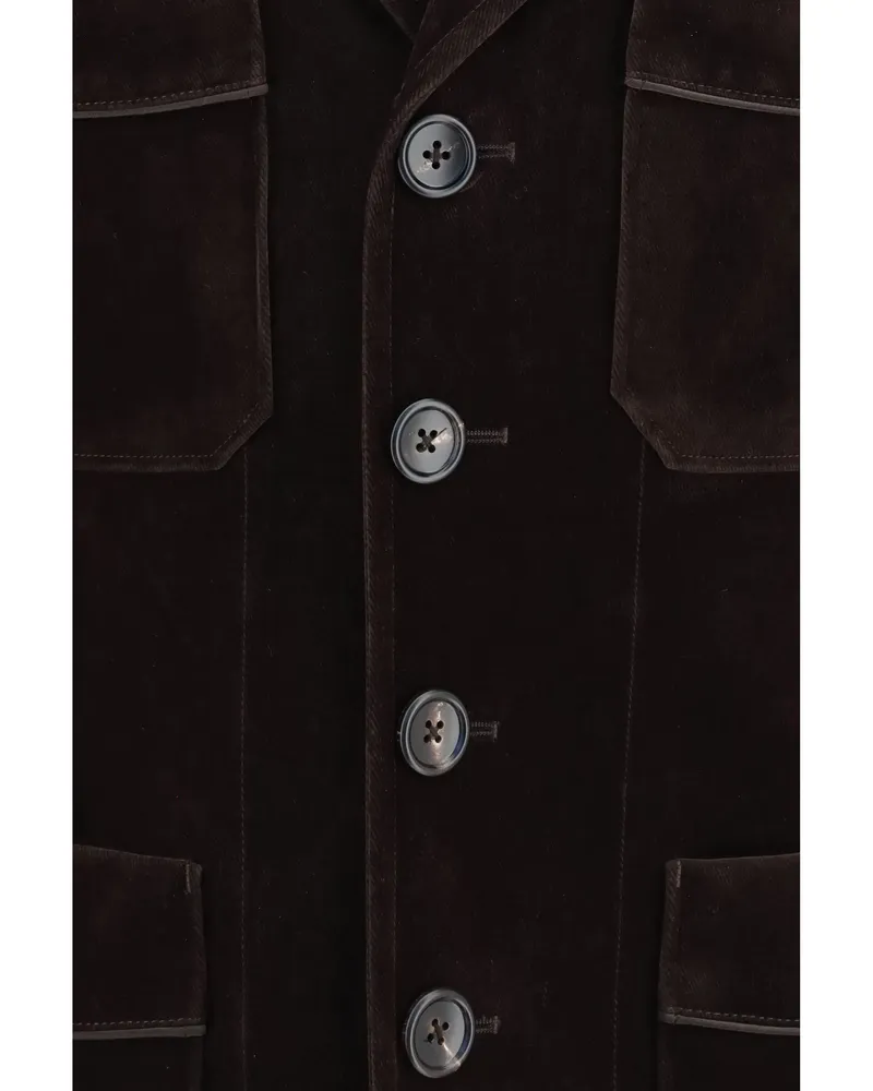 Tom Ford Men's Cotton-Blend Blazer Brown-Multicolour Jacket Brown/multicolour Brown