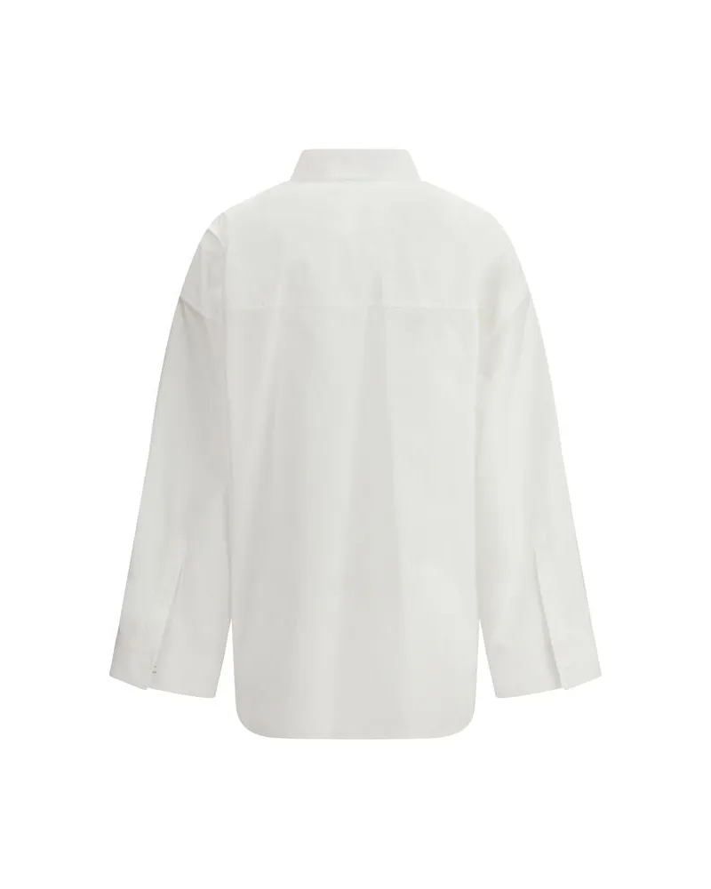 Balenciaga Women's White Cotton Dress Shirt White
