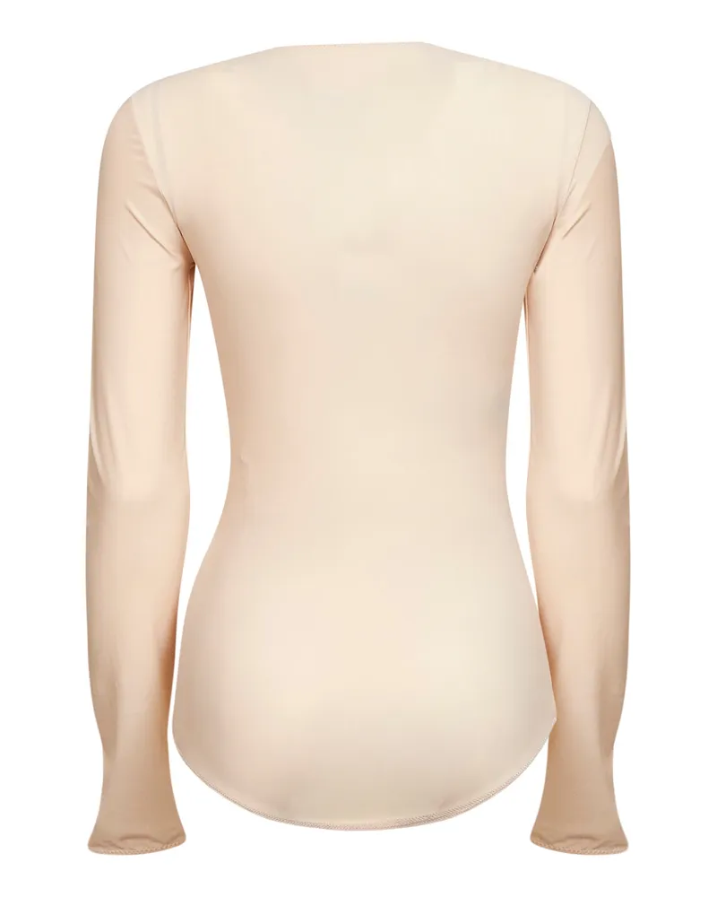 Maison Margiela Women's Bodysuit Almond Technical Jersey Beige Polyamide Tops Top Beige