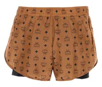 Men's Printed Nylon Shorts Cognac Bermuda