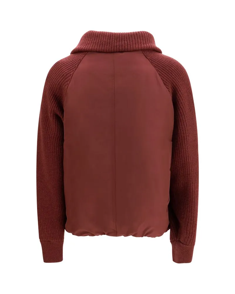 Brunello Cucinelli Women's Bordeaux Polyester Full-Length Jacket Clothing Red
