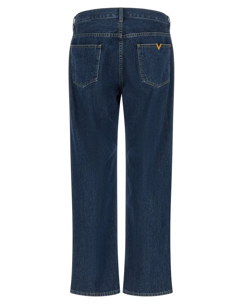 Valentino Garavani Gold-Trimmed Jeans — Blue Blue