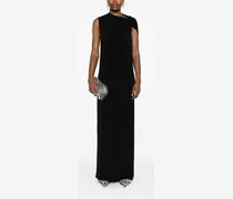 Asymmetric Draped Viscose Dress — Black