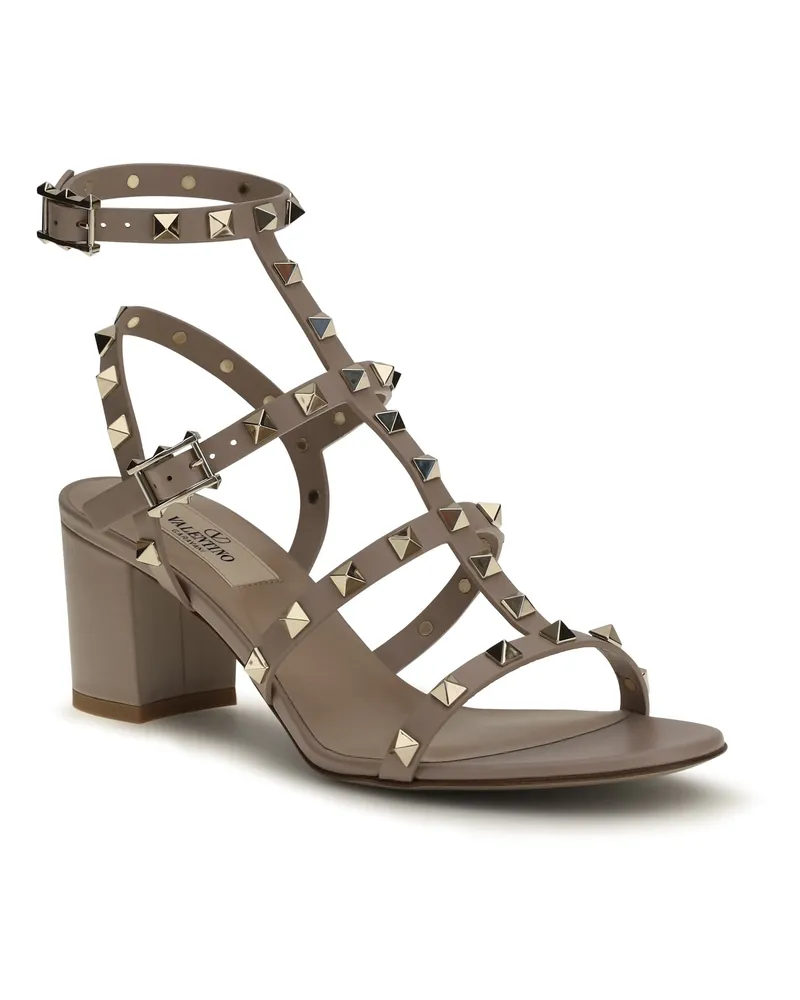 Valentino Garavani Women's Rockstud Sandals With Straps Poudre Calf Leather Bos Taurus Beige