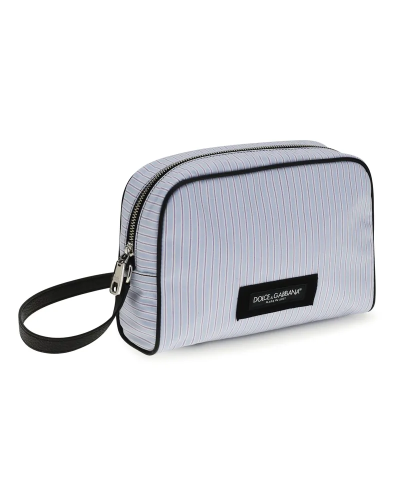 Dolce & Gabbana Men's Striped Poplin And Leather Handbag Multicolor Azzurro Handbags Hand Bags Blue