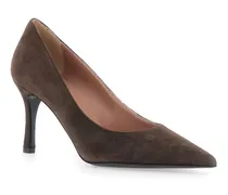 Suede High Heel Pump — Brown