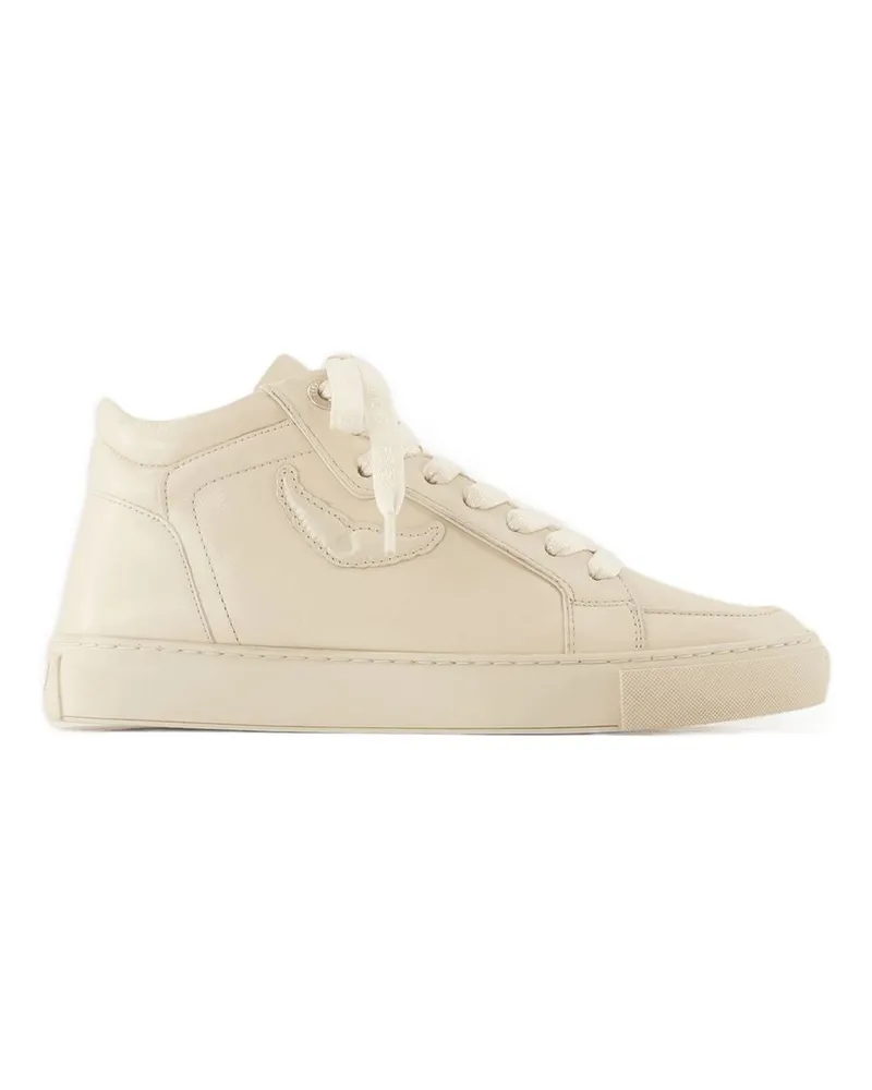 Zadig & Voltaire Women's Mid Fly On Sneakers -  Leather White Calfskin Shoes White