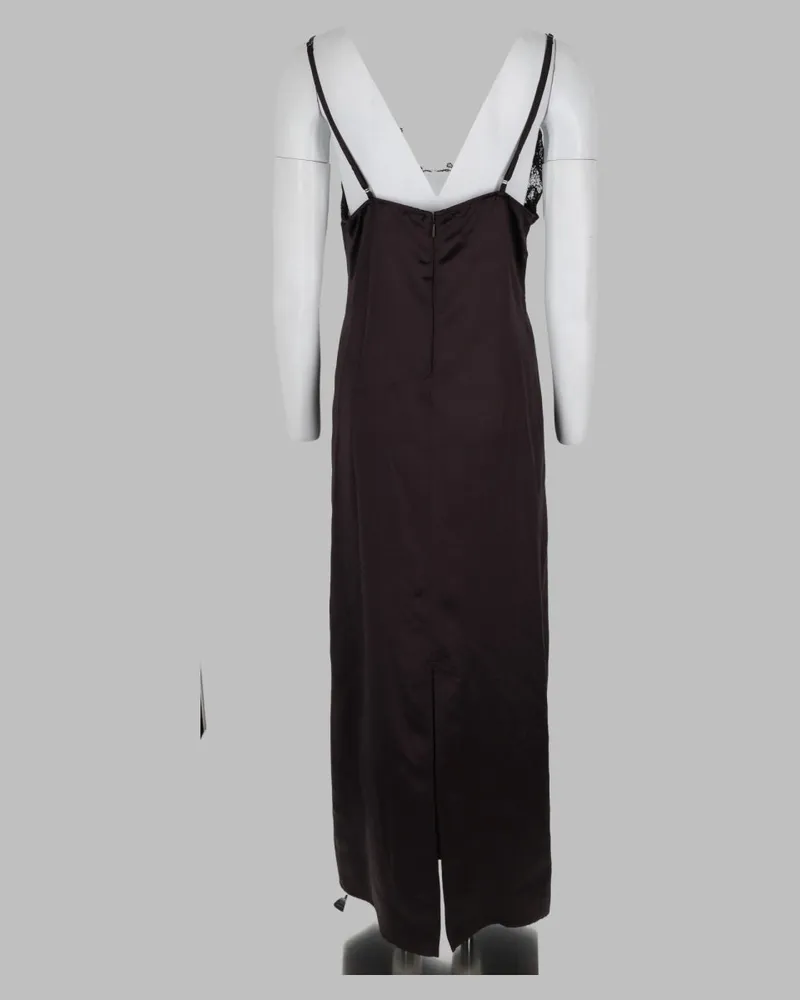 ALYSI Lace-Insert Satin Dress — Brown Brown