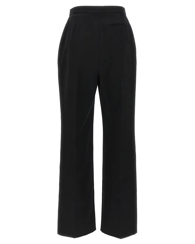 Givenchy Satin-Trimmed Grain de Poudre Wool Trousers — Black Black