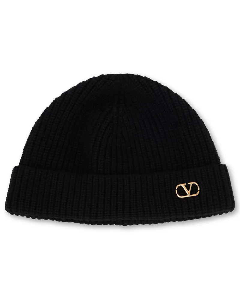 Valentino Garavani Men's Knitted Cashmere Hat Black Black