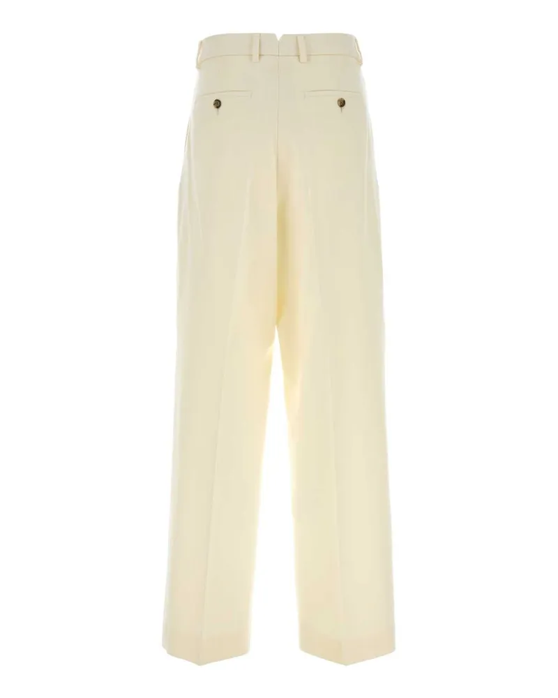 AMI Paris Women's Ivory Wool Wide-Leg Pant Ivoire Exterior: Virgin Pantaloni Ivory