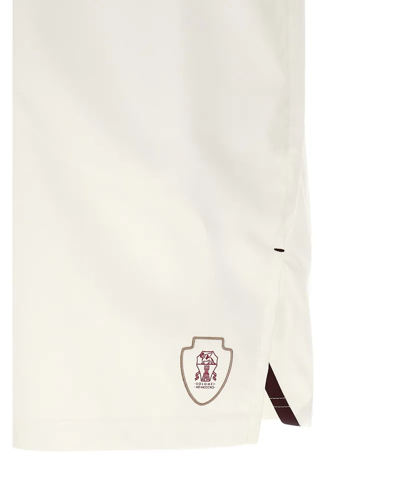 Brunello Cucinelli Heraldic Embroidered Bermuda Shorts — White White