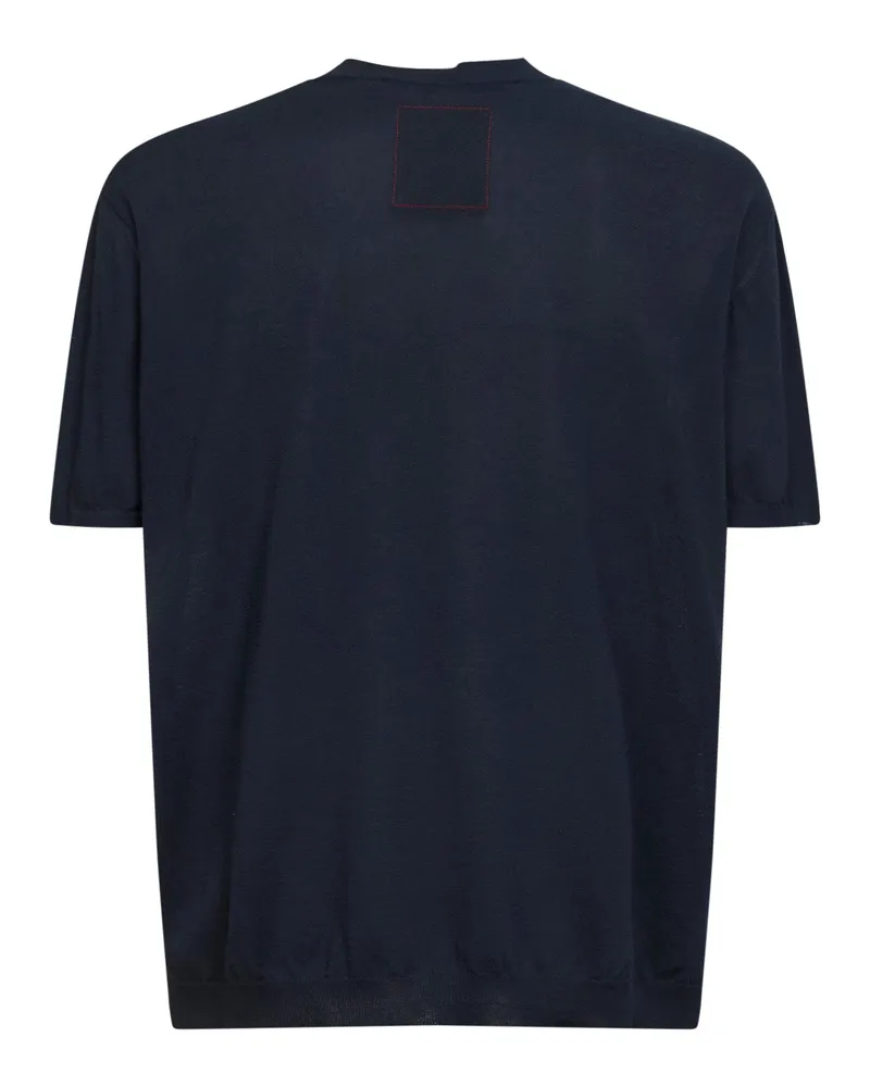 Uma Wang Men's Blue Wool And Silk Crepe Crewneck Sweater Cotton Blue