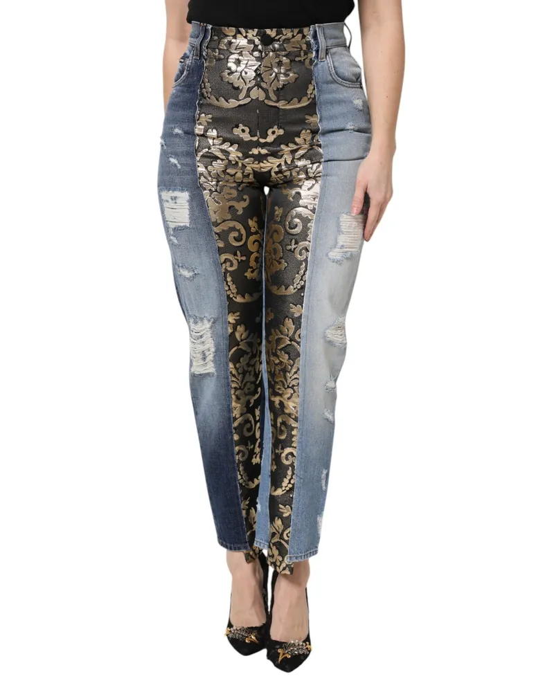 Dolce & Gabbana Women's Multicolor Patchwork High Waist Denim Jeans Clothing Multicolor