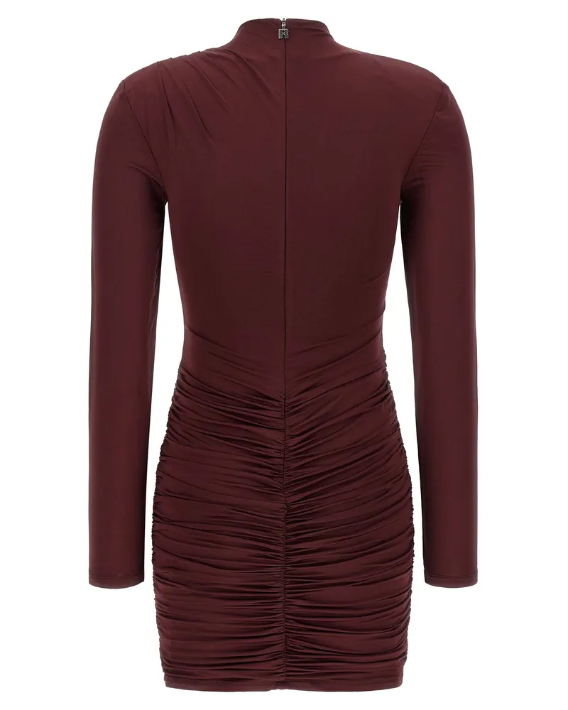 ROTATE Birger Christensen Draped Minidress Dress — Burgundy Burgundy