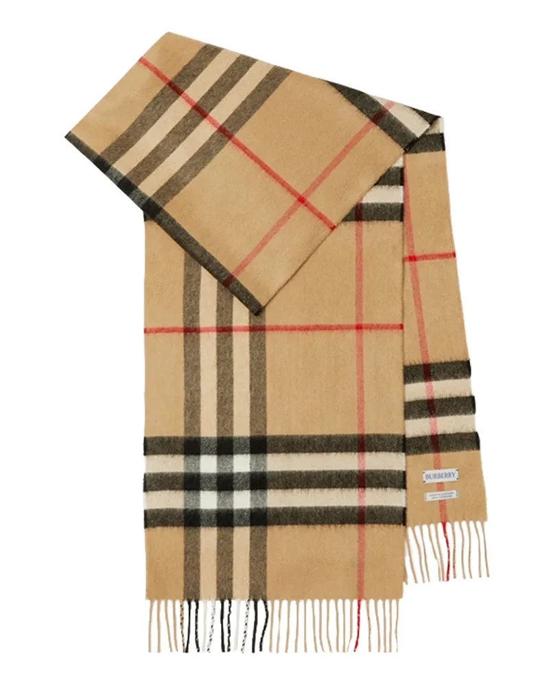 Burberry Heritage Check Cashmere Scarf — Beige Beige